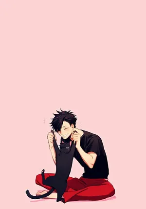 Haikyuu Anime Tetsuro With Cat Wallpaper