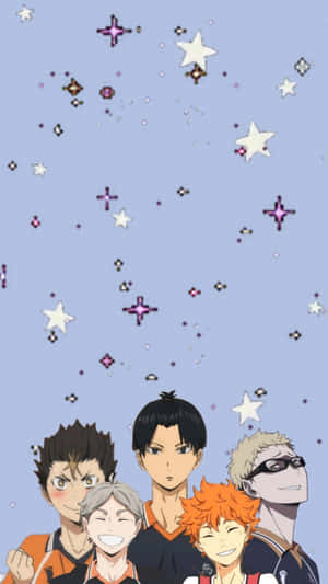 Haikyuu Team Smiles Starry Backdrop Wallpaper