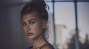 Hailey Baldwin Intense Gaze Portrait Wallpaper