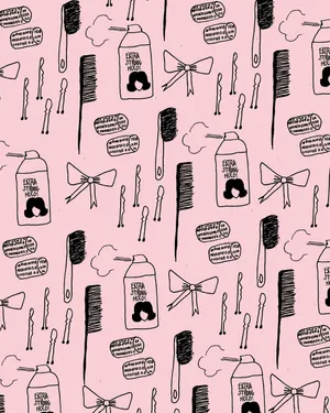 Hair Styling Tools Pattern Illustration Wallpaper