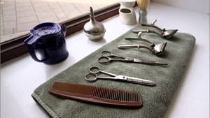 Haircut Tools On Towel Wallpaper