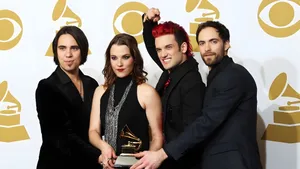 Halestorm Band With Grammy Award Wallpaper