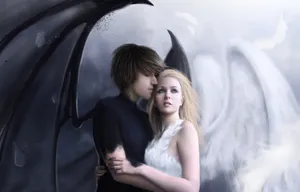 Half Angel Half Demon Couple Wallpaper