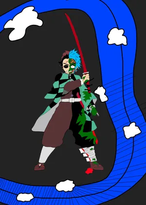 Half-demon Slayer In Action Wallpaper