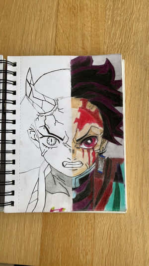 Half-demon Warrior Of Demon Slayer Anime Series Wallpaper