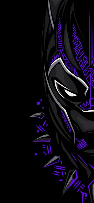 Half-face Black Panther Dark Purple Iphone Wallpaper