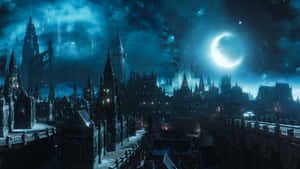 Half Moon In Dark City 4k Wallpaper