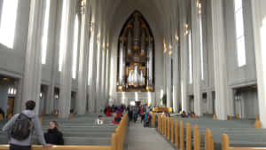 Hallgrimskirkja Wide Facade Wallpaper