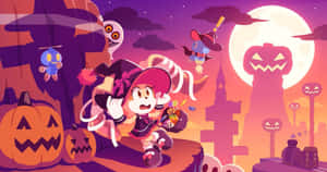 Halloween_ Adventure_with_ Animated_ Characters Wallpaper