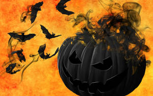 Halloween Aesthetic Black Pumpkin Wallpaper