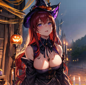 Halloween Anime Witch Girl Wallpaper