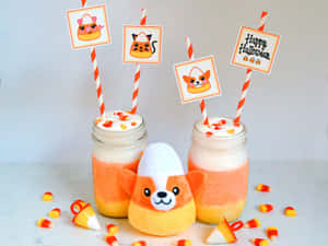Halloween Candy Corn Themed Drinks Wallpaper