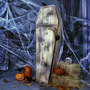 Halloween Coffinwith Spooky Decorations Wallpaper