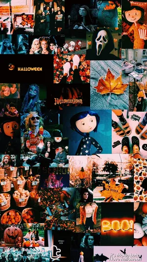 Halloween Collage Aesthetic Fall Moodboard Wallpaper