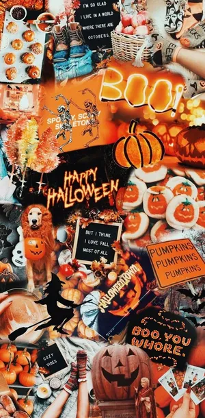 Halloween Collage Aesthetic Fall Vibes Wallpaper