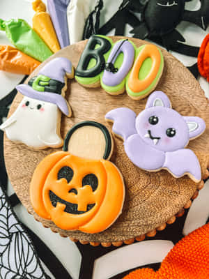Halloween Cookie Cuttersand Decorated Cookies Wallpaper
