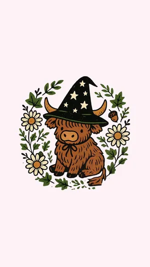 Halloween Cow In Witch Hat Wallpaper