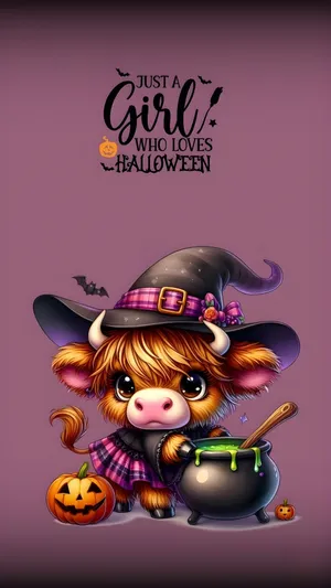 Halloween Cow Witch Wallpaper