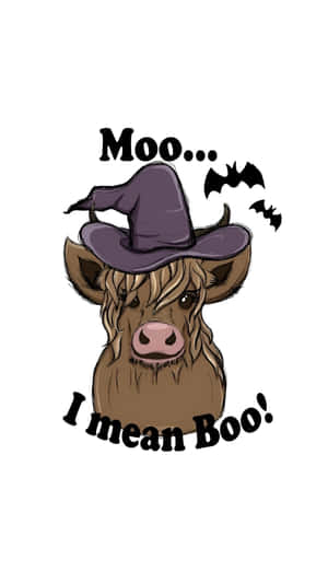 Halloween Cow Witch Hat Wallpaper
