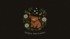 Halloween Cow Witch Hat Wallpaper