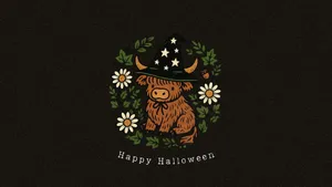 Halloween Cow Witch Hat Wallpaper