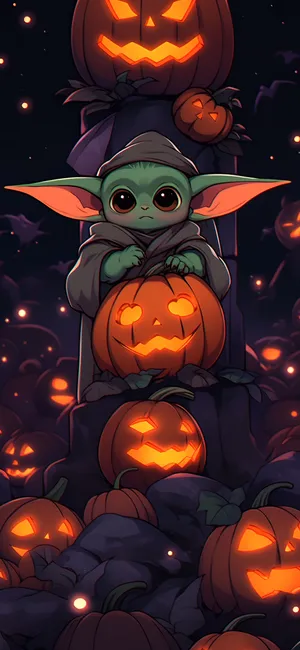 Halloween Creature With Jack O Lanterns Wallpaper