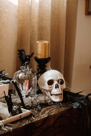 Halloween Decor Skulland Candles Wallpaper