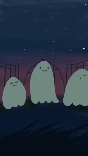 Halloween Ghost Trio Aesthetic Pfp Wallpaper