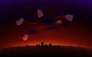 Halloween_ Ghosts_ Over_ Twilight_ Landscape Wallpaper