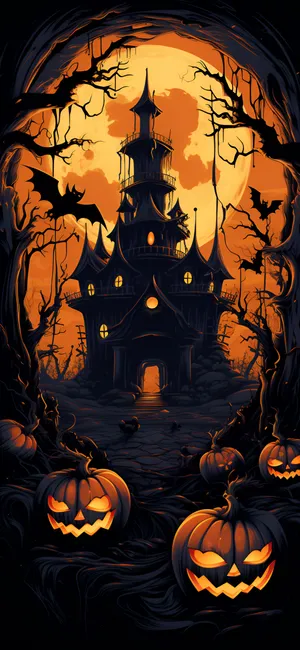 Halloween Haunted House Lockscreen Wallpaper