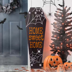 Halloween Home Sweet Home Coffin Decor Wallpaper