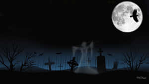 Halloween Night In A Haunted Graveyard Wallpaper