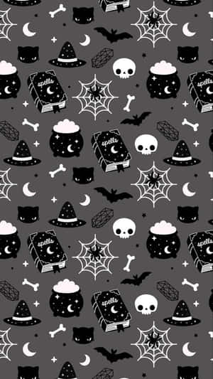Halloween_ Pattern_ Black_and_ White Wallpaper