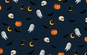 Halloween Pattern Cute Ghosts Pumpkins Skulls Wallpaper