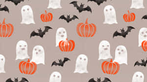 Halloween Pattern Ghosts Bats Pumpkins Wallpaper