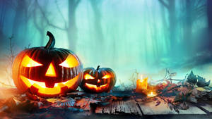 Halloween Pumpkins In The Woods Wallpaper