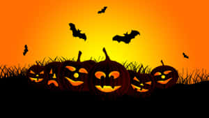 Halloween Pumpkinsand Bats Silhouette Wallpaper