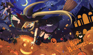 Halloween Witch Girl Anime Art Wallpaper