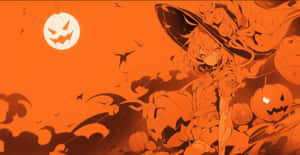 Halloween_ Witch_ Orange_ Background Wallpaper