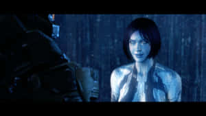 Halo Cortana - The Ai Companion In Action Wallpaper