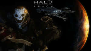 Halo Emile: A Fearless Spartan In Intense Combat Wallpaper