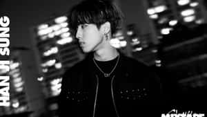 Han Stray Kids Black White Portrait Wallpaper