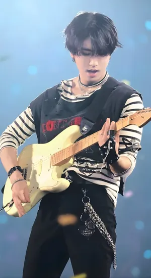 Han Stray Kids Guitar Performance Wallpaper