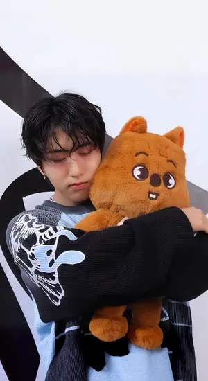 Han Stray Kids With Plush Wallpaper