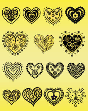 Hand-drawn Heart Doodle On Blue Background Wallpaper