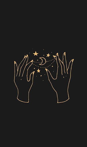 Hands And Stars Aesthetic Drawing Wallpaper
