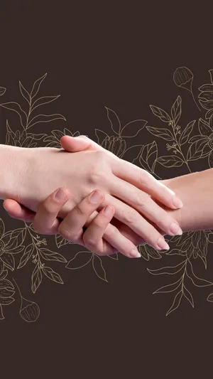 Handshake With Flower Illustrations Wallpaper