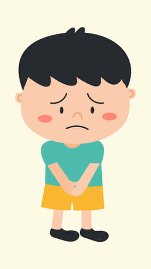 Handsome Boy Cartoon With Sad Expression Wallpaper