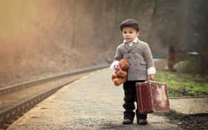 Handsome Stylish Boy On Railroad Wallpaper