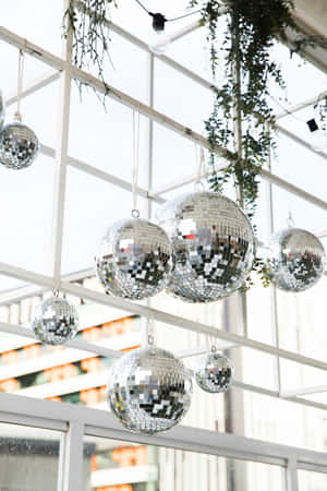 Hanging Disco Balls Modern Setting Wallpaper